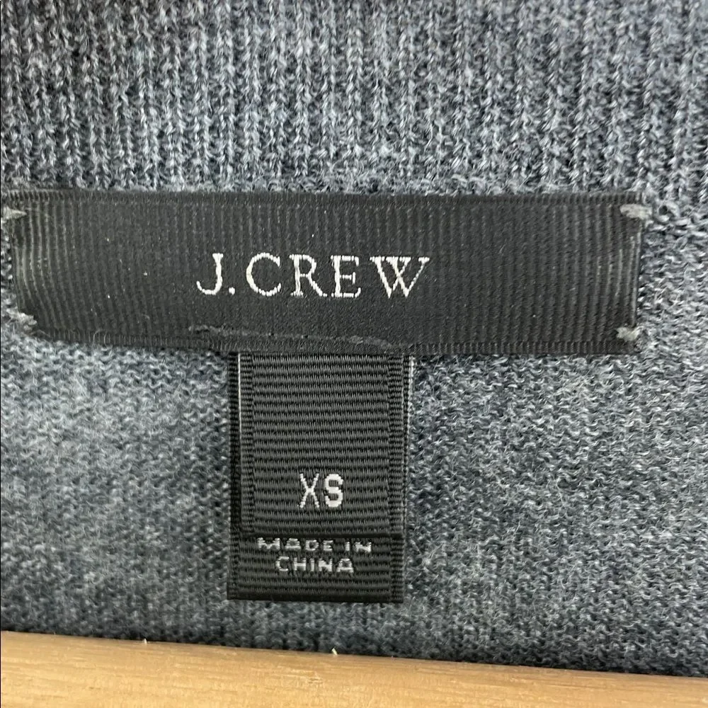 J. Crew Merino Wool Gray Tight Knit Long Sleeve Hi Lo V-Neck Sweater size XS Men